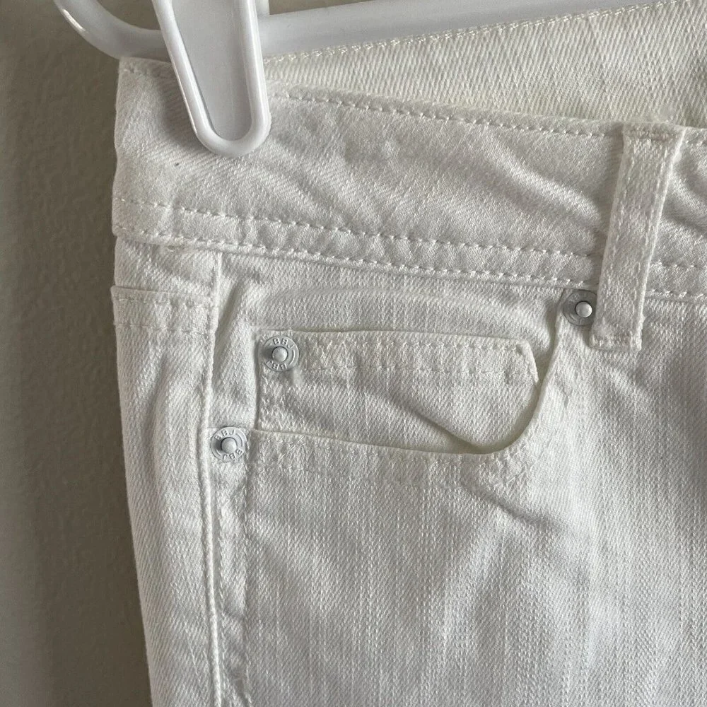 Boom Boom Women SZ 3 White Distressed Long Bermuda Denim Jean Shorts NWT